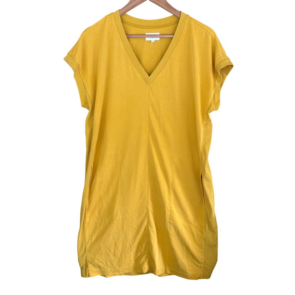Lou & Grey LOFT T Shirt Dress M Mustard Yellow Travel Resort Comfort